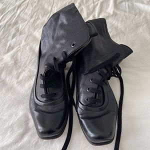 black leather P. Monjo lace-up boots (Argila) 36 6